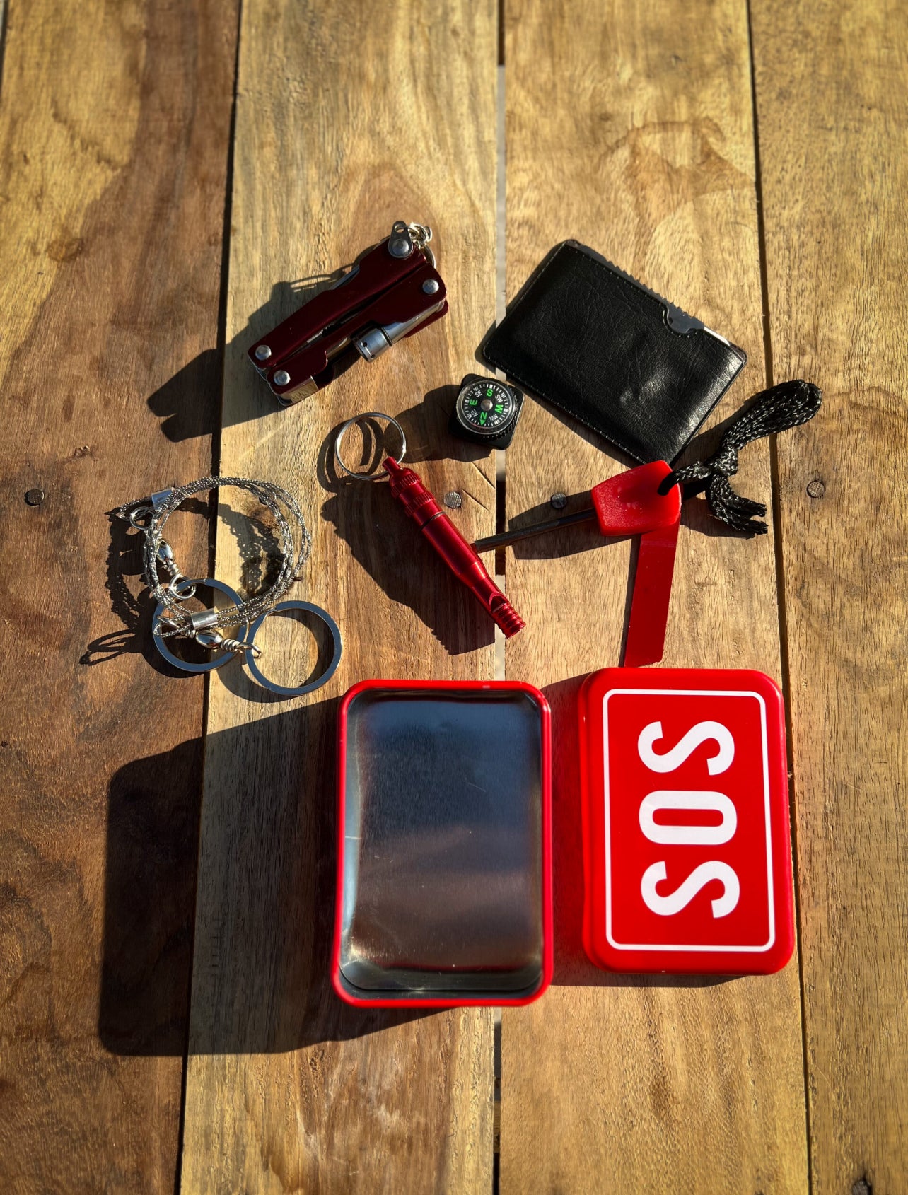 RED MULTI-FUNCTIONAL SOS Emergency Tools Survival Kit