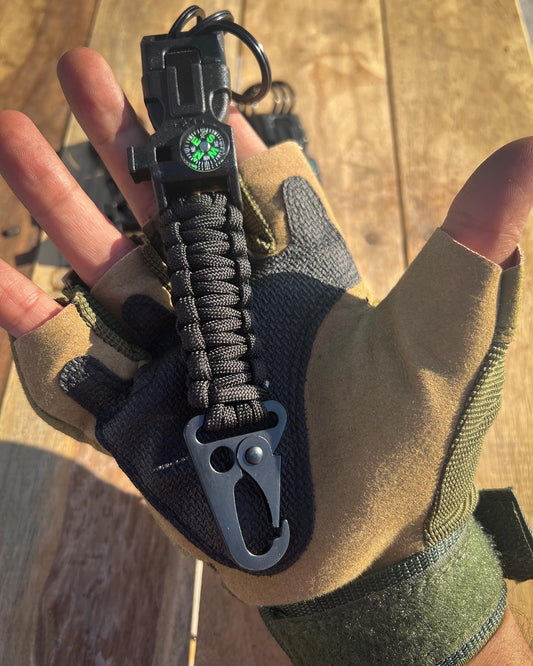 Paracord Fire Starter Tactical Keychain with Whistle